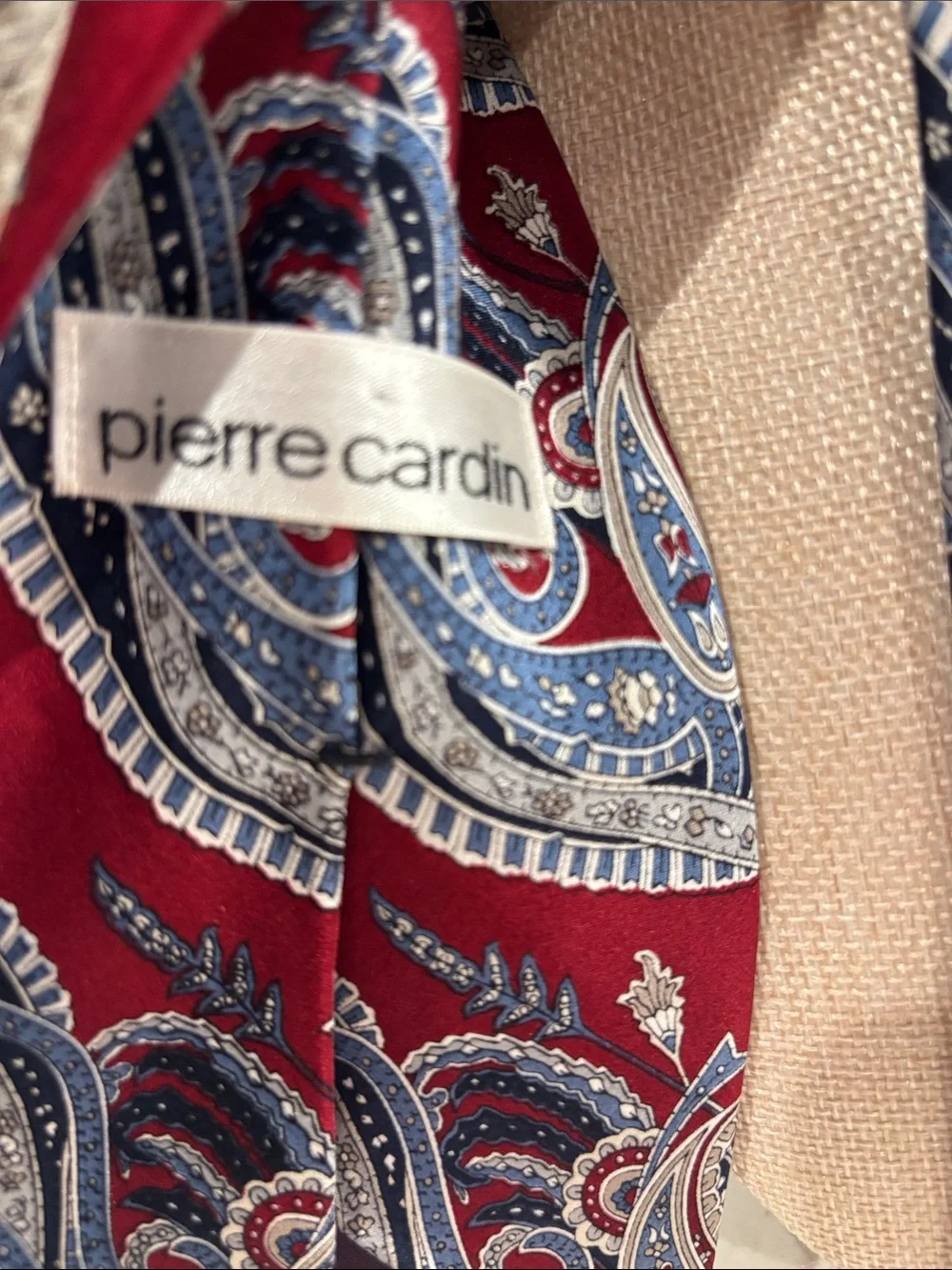 Pierre Cardin Red and Navy Paisley Silk Tie